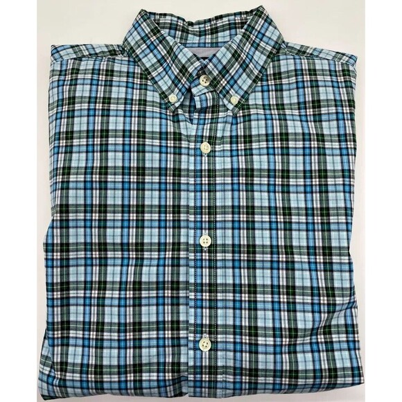Banana Republic Shirt Mens Large Plaid Long Sleeve‎ Tartan And Green - Picture 1 of 3